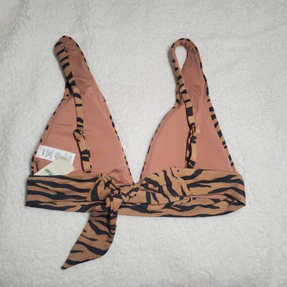 🔥 Aerie Tiger Print Triangle Bikini Top NWT S Swimwear NEW Brown Black Animal - Picture 6 of 11